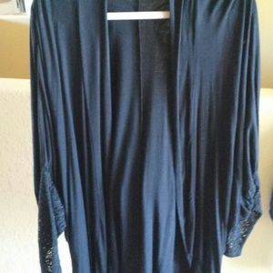 Black open front cardigan